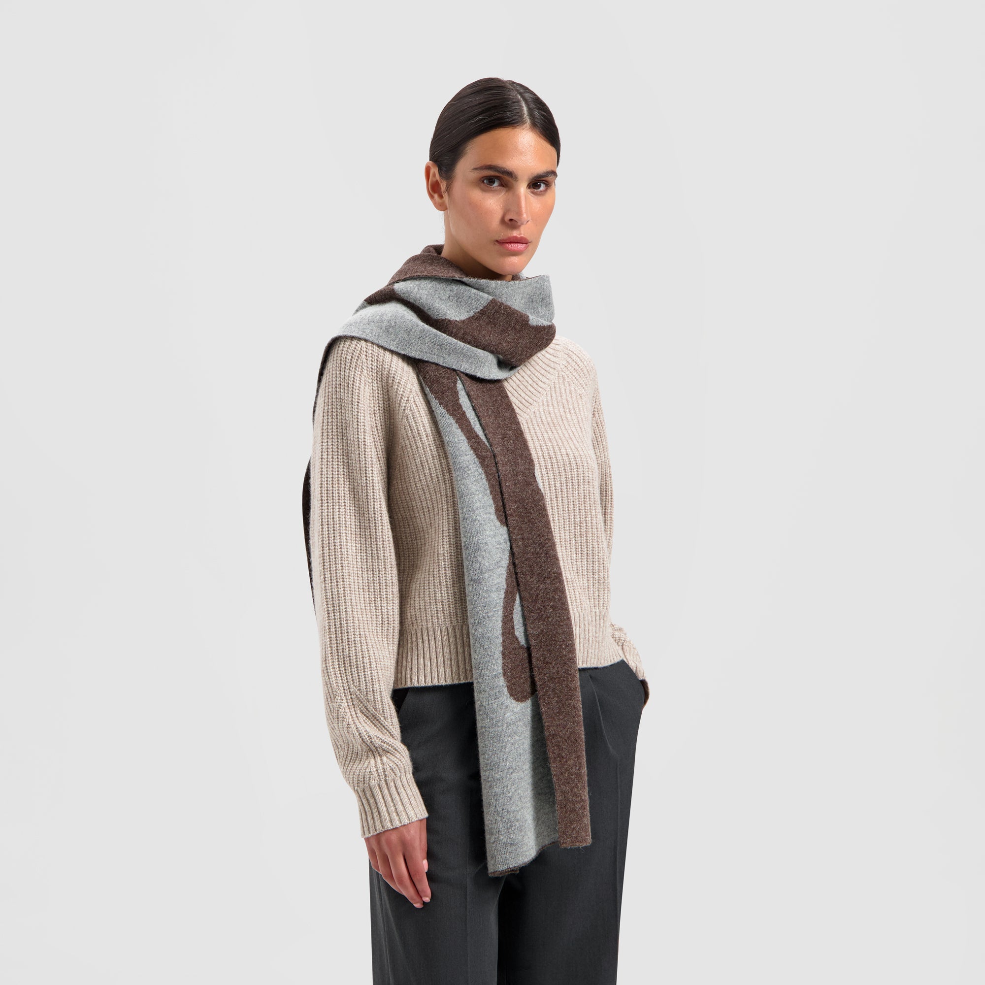 Wavy Drift Scarf - Brown/Grey