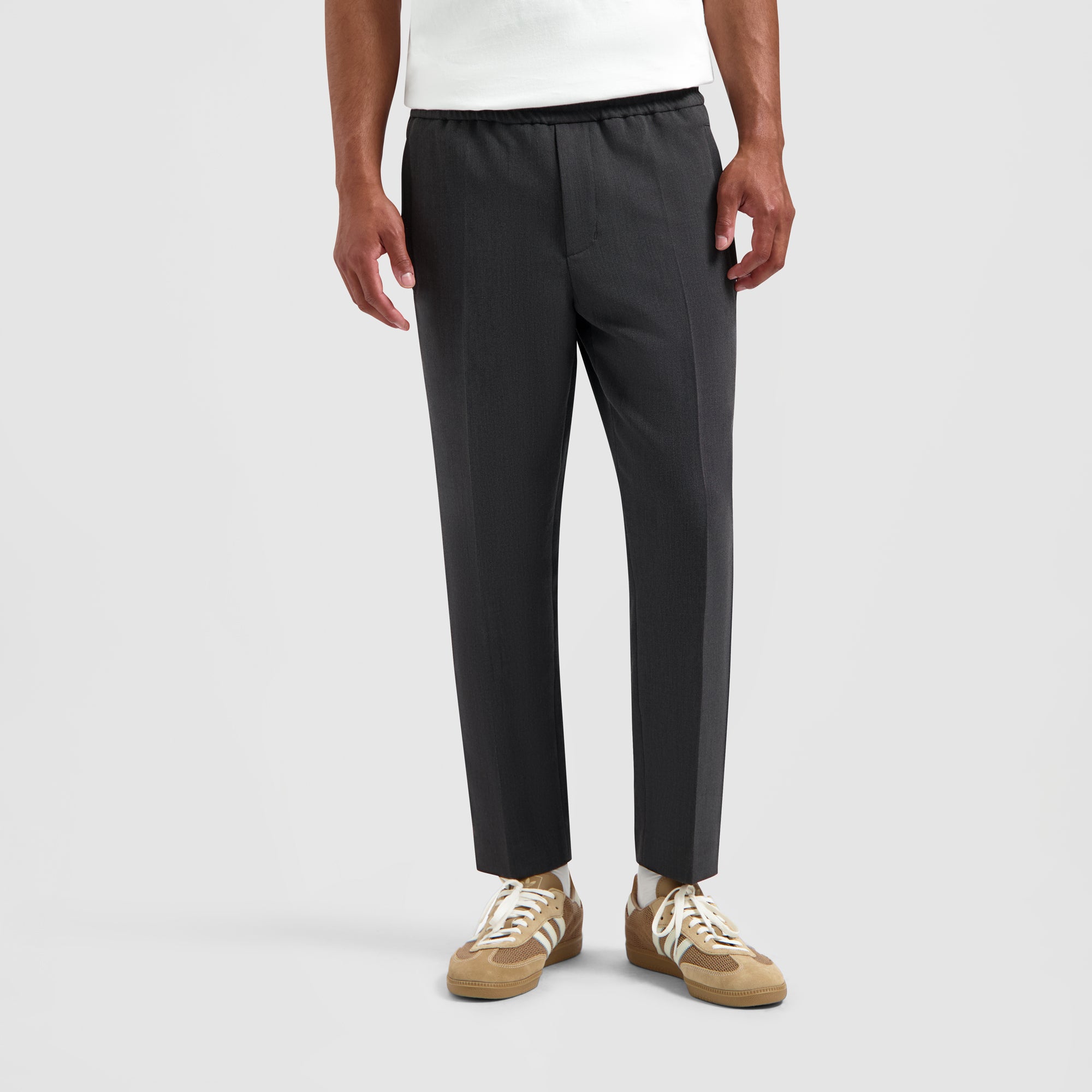 Tailored Slim Elasticated Pants - Grey Melange