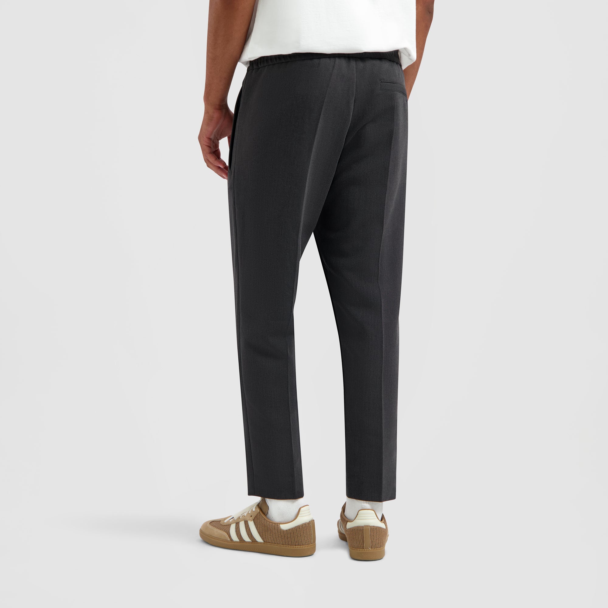 Tailored Slim Elasticated Pants - Grey Melange