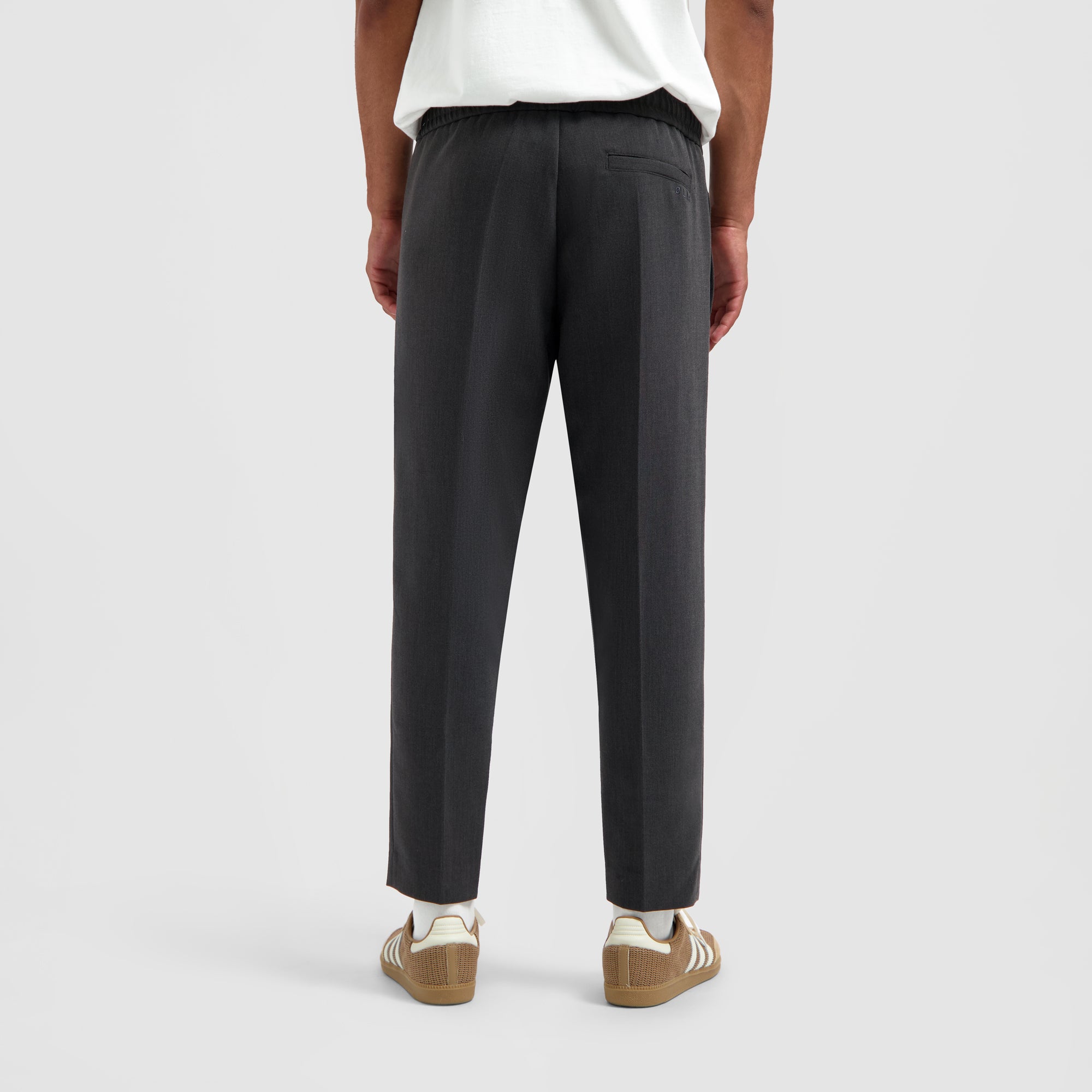 Tailored Slim Elasticated Pants - Grey Melange