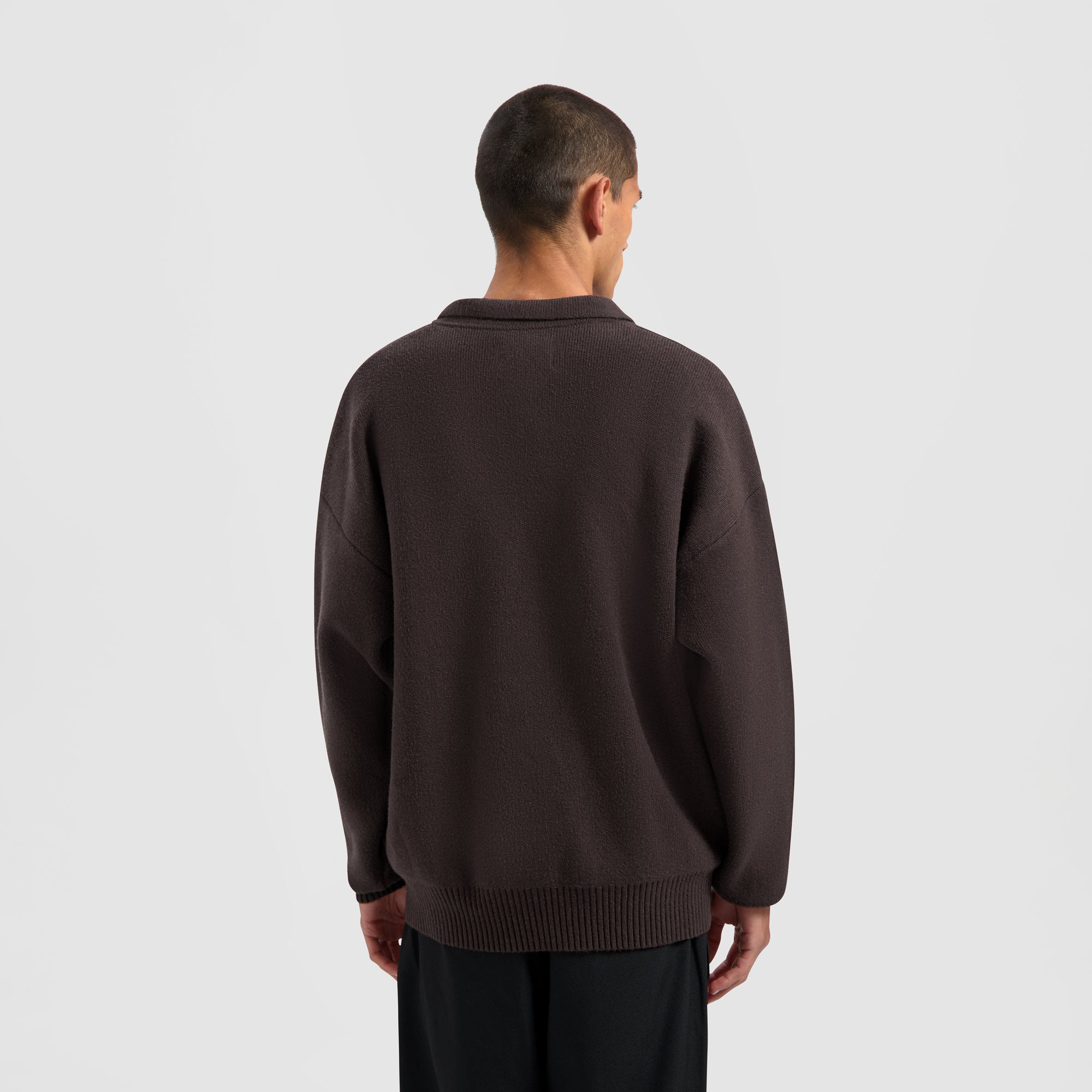 Oversized Knitted Polo - Brunette