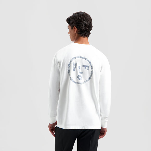 Scribble Face LS Tee - Optical White
