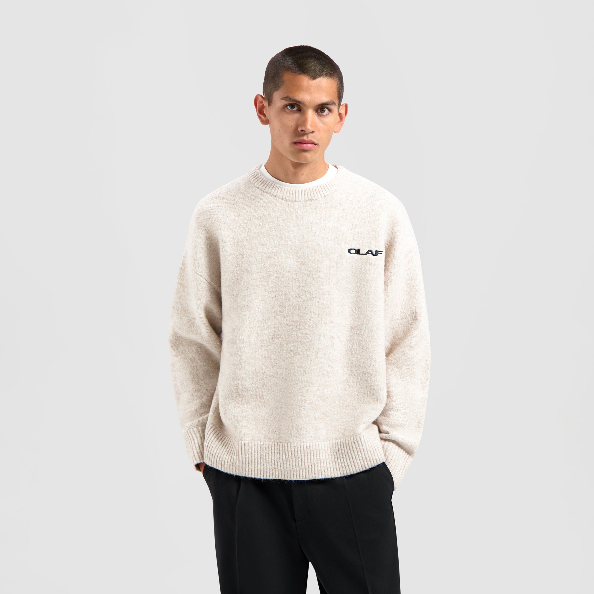 Drift Knitted Crewneck - Ecru Heather