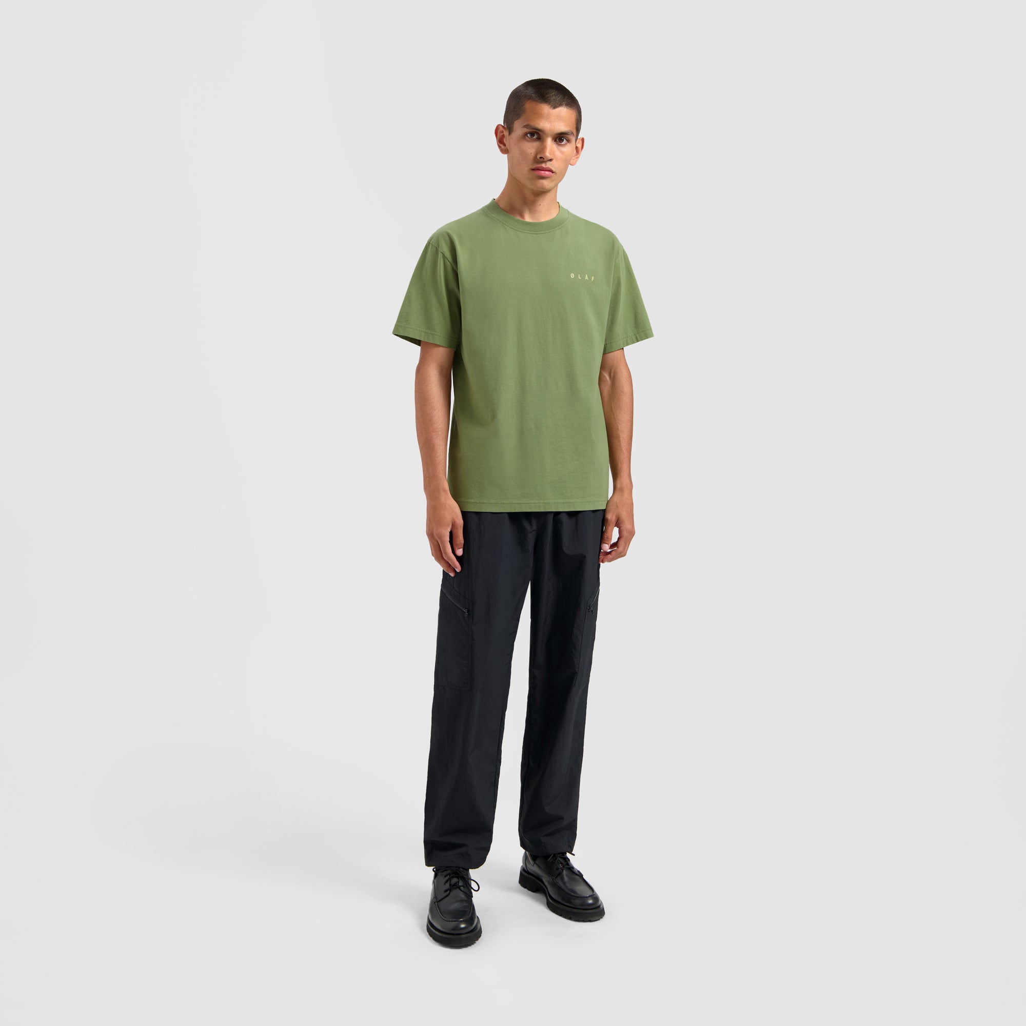 Scribble Face Tee - Light Olive