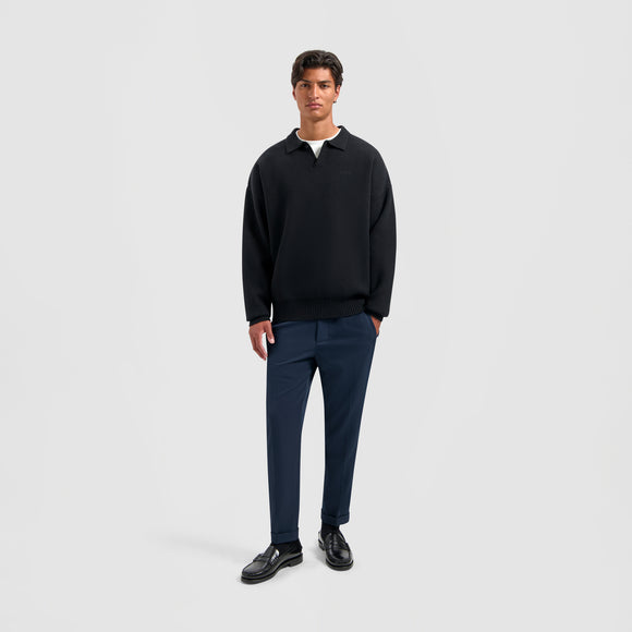 Slim Elasticated Trousers - Navy