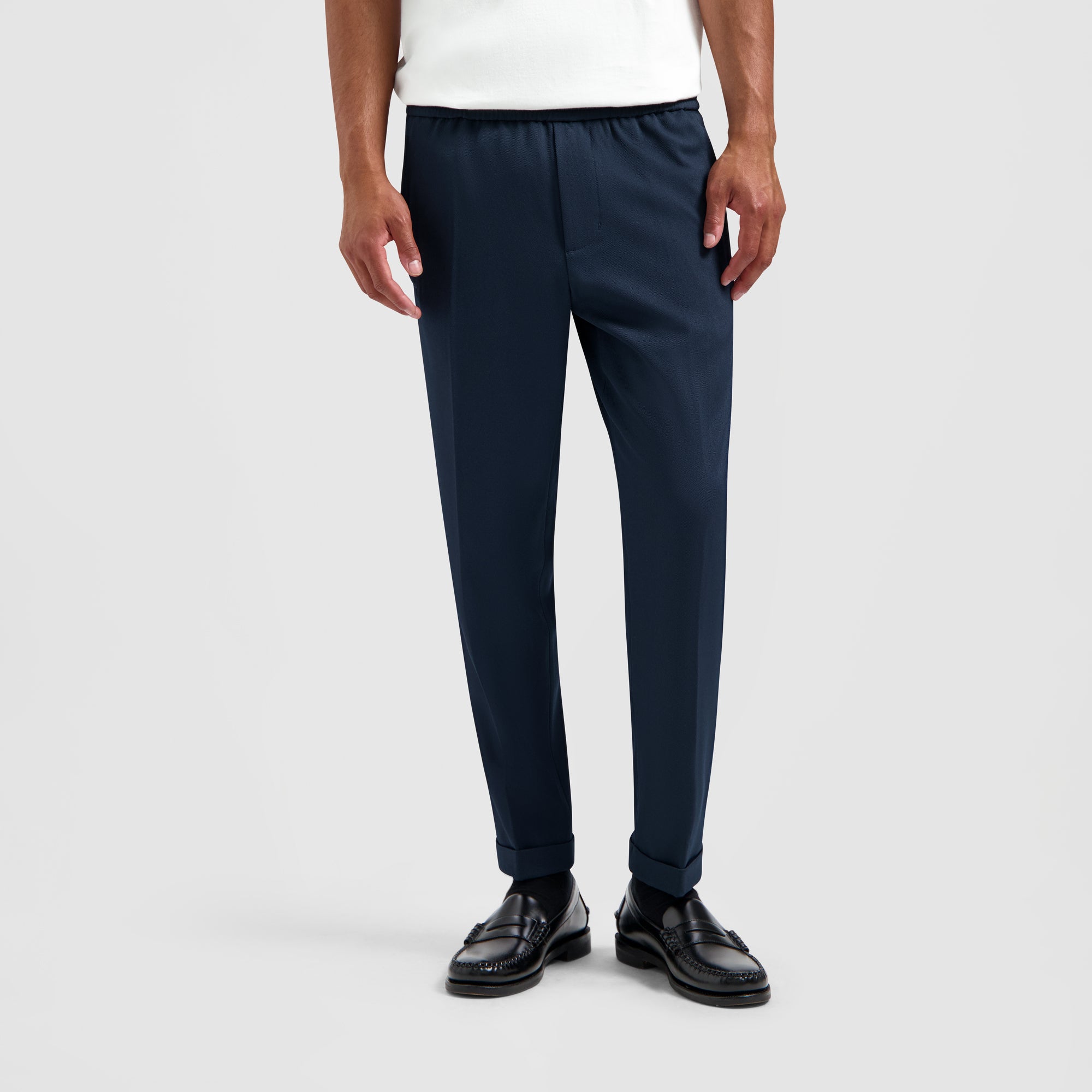 Slim Elasticated Trousers - Navy