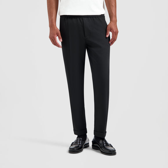 Slim Elasticated Trousers - Black