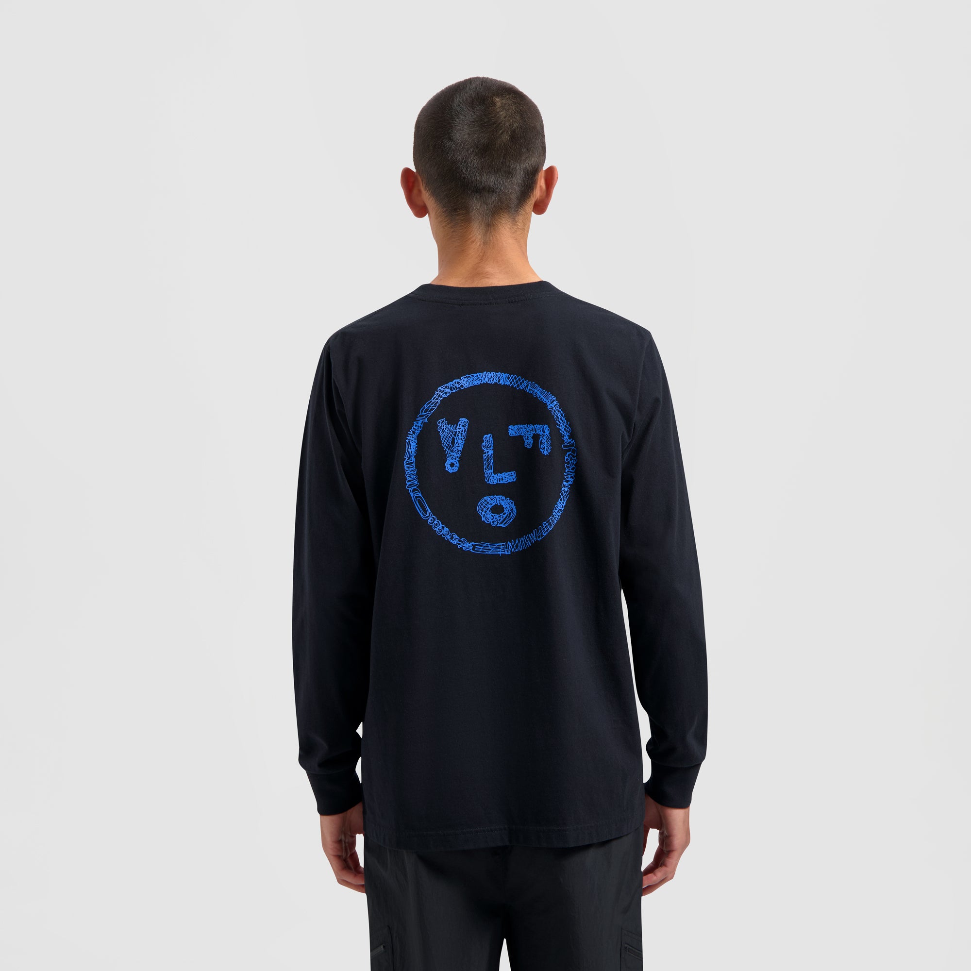 Scribble Face LS Tee - Black