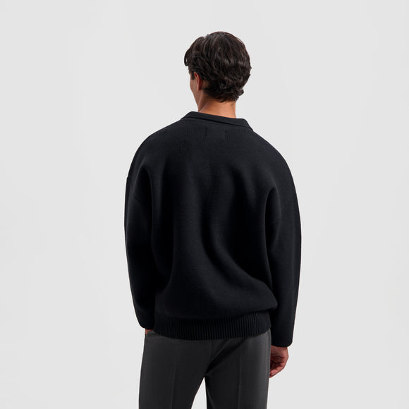 Oversized Knitted Polo - Black