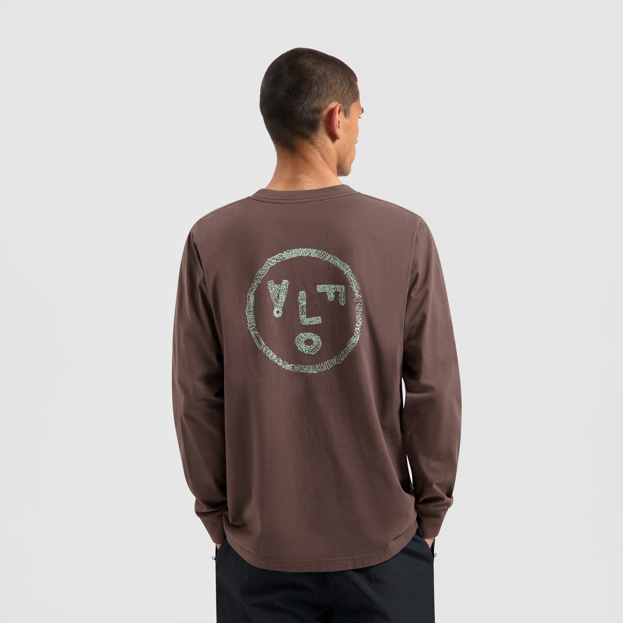 Scribble Face LS Tee - Brunette