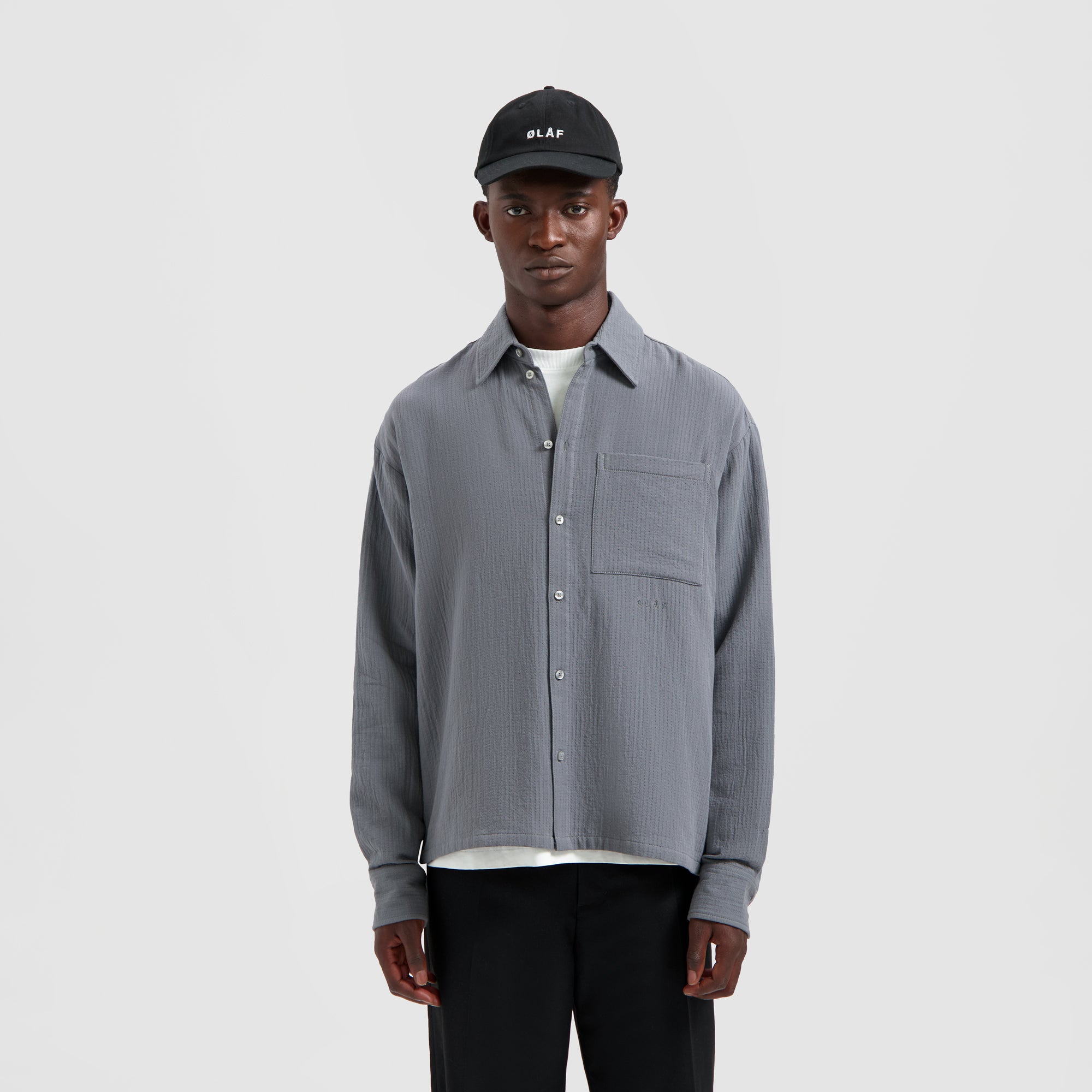 Double Faced Boxy Shirt - Grey