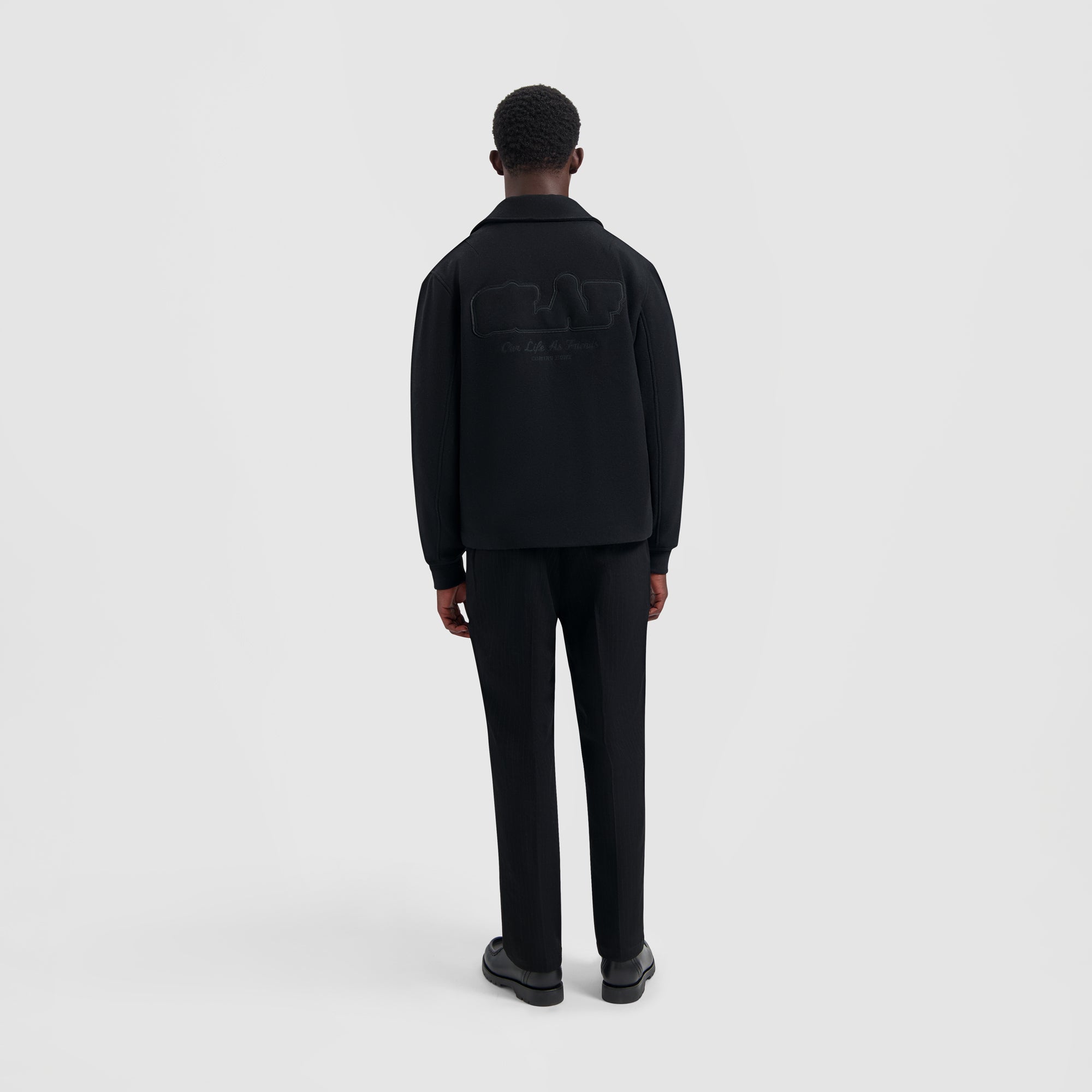 Wool Varsity Coach Jacket - Black