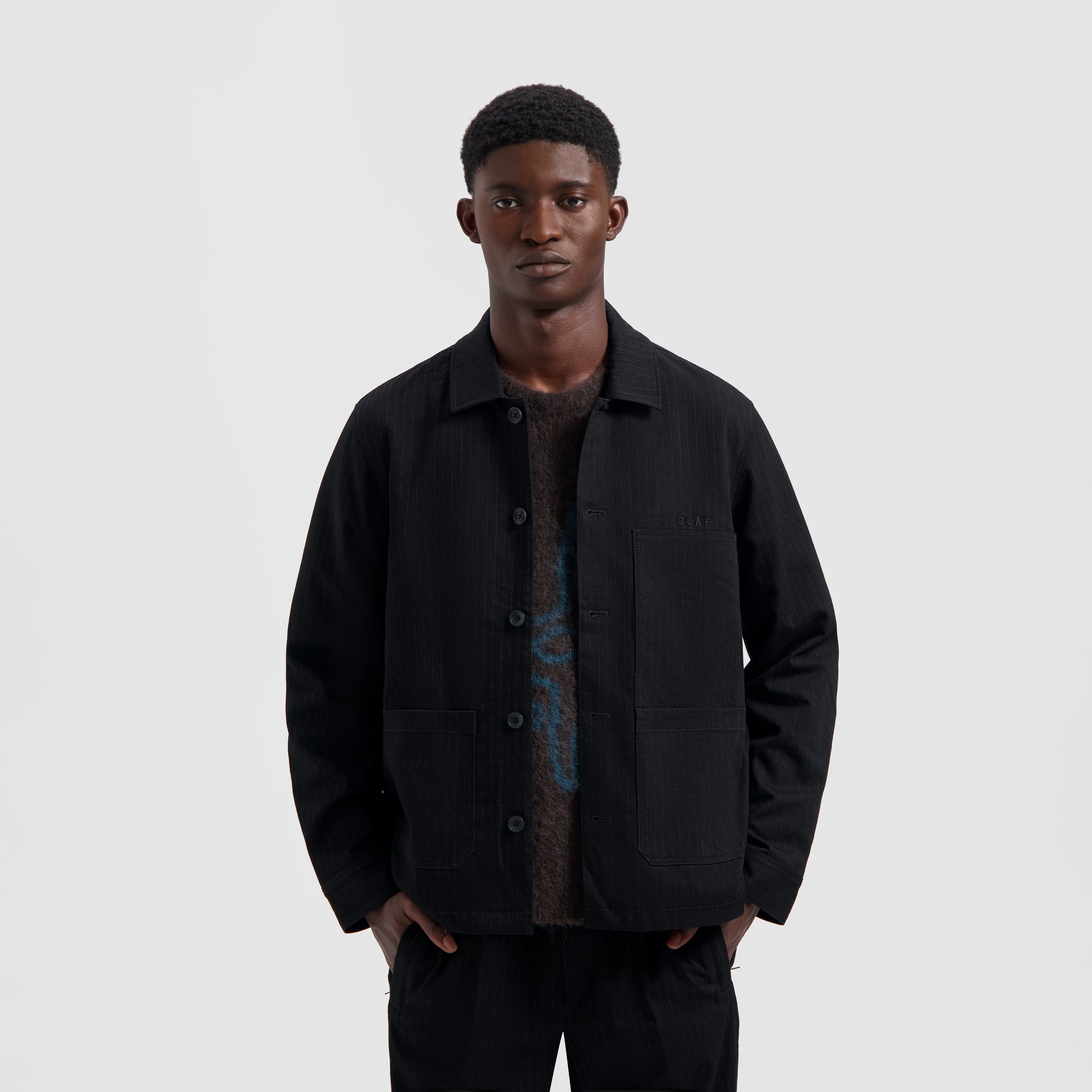 Pinstripe Workwear Jacket - Black/White