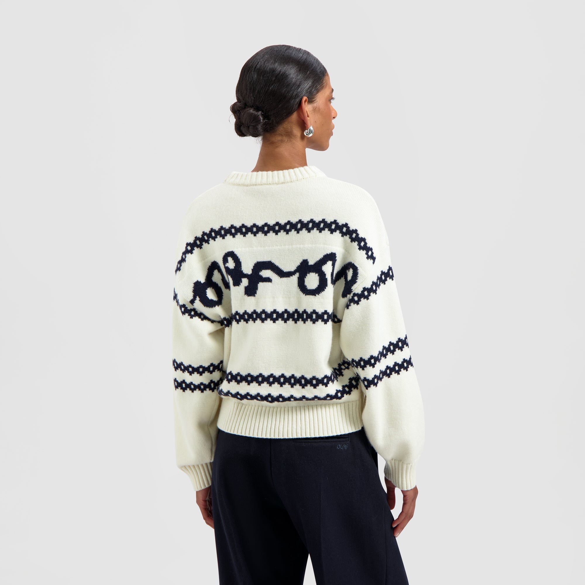 Signature Jacquard Crewneck Knit - Off White