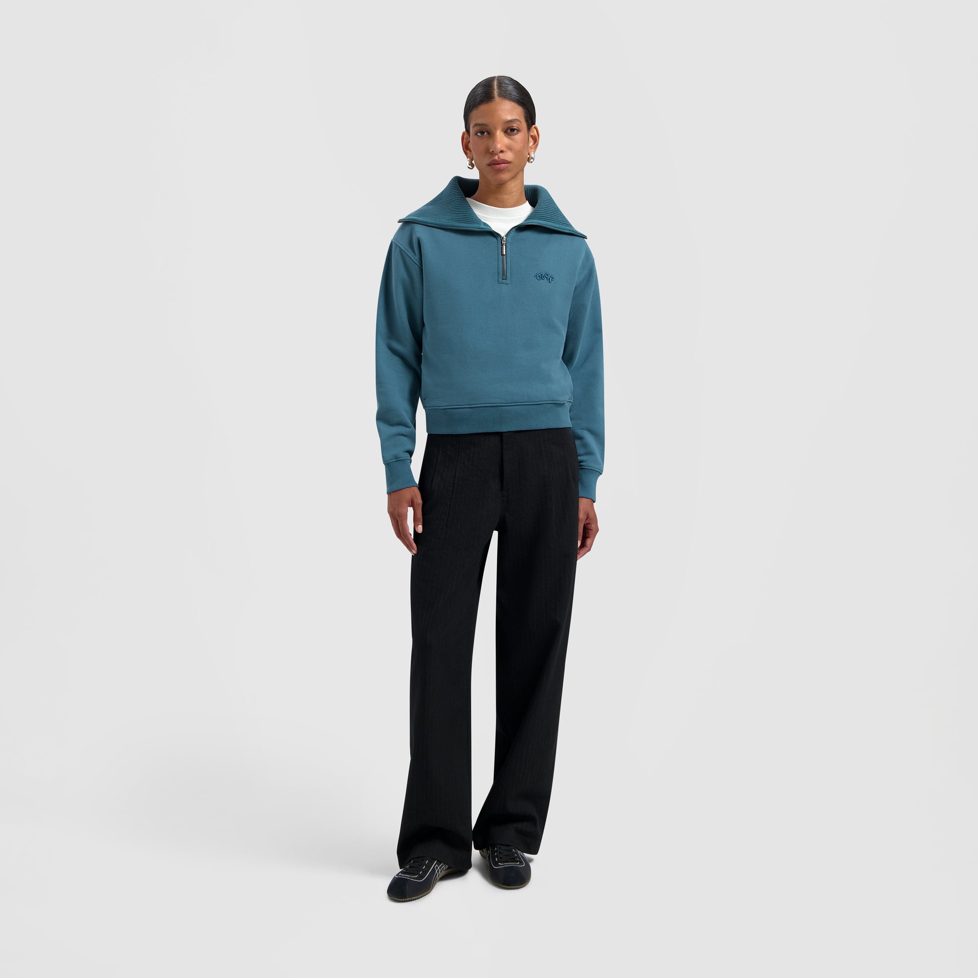 Signature Half Zip Mockneck - Dark Teal Blue