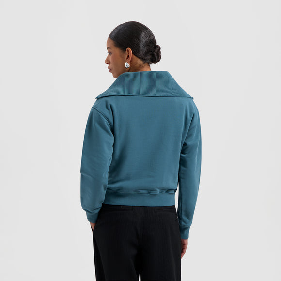 Signature Half Zip Mockneck - Dark Teal Blue