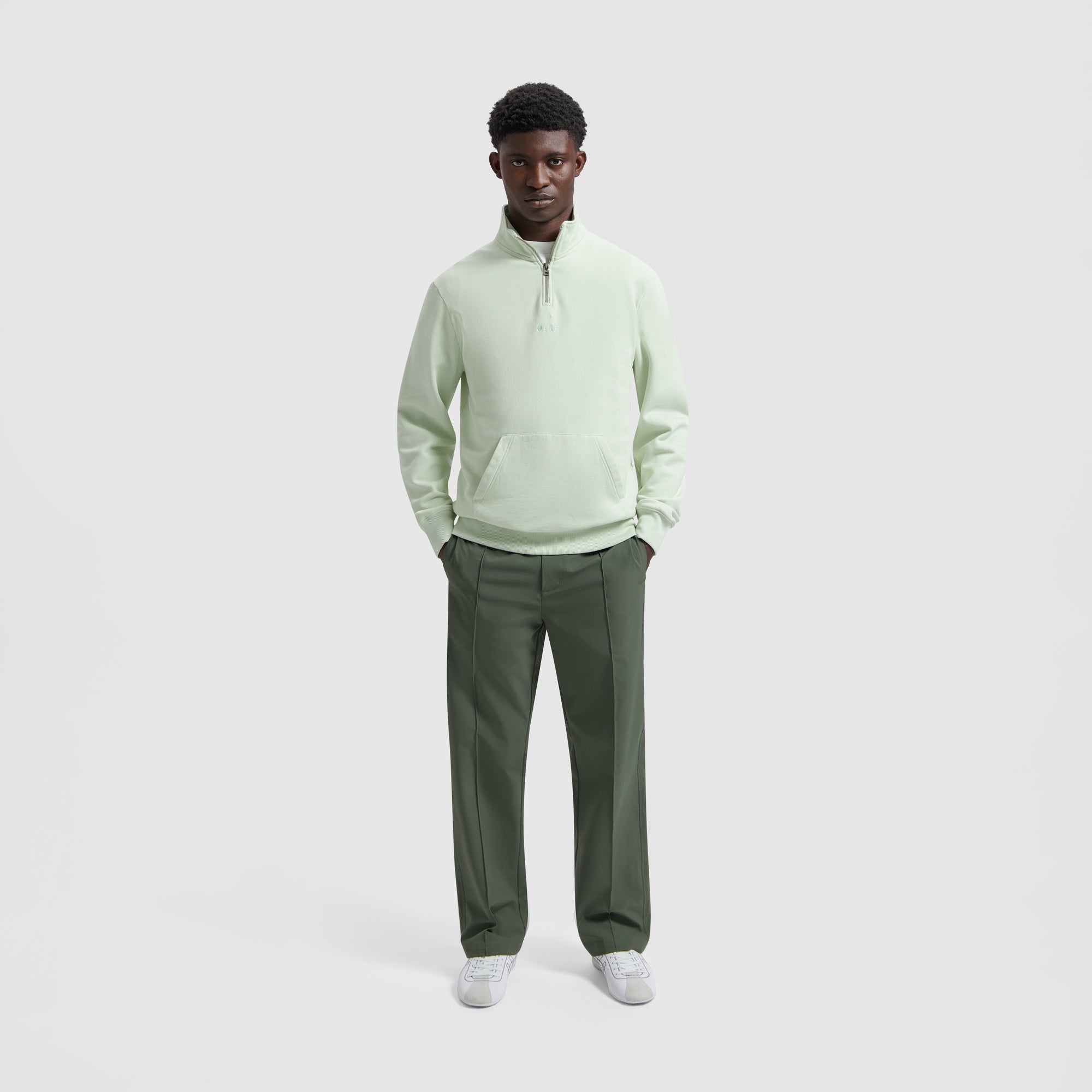 Block Zip Mockneck - Pale Green