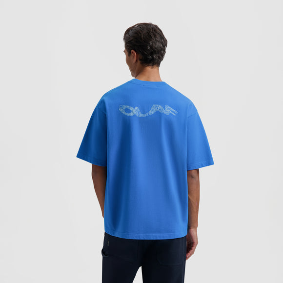 Wavy Drift Embro Tee - Bright Blue