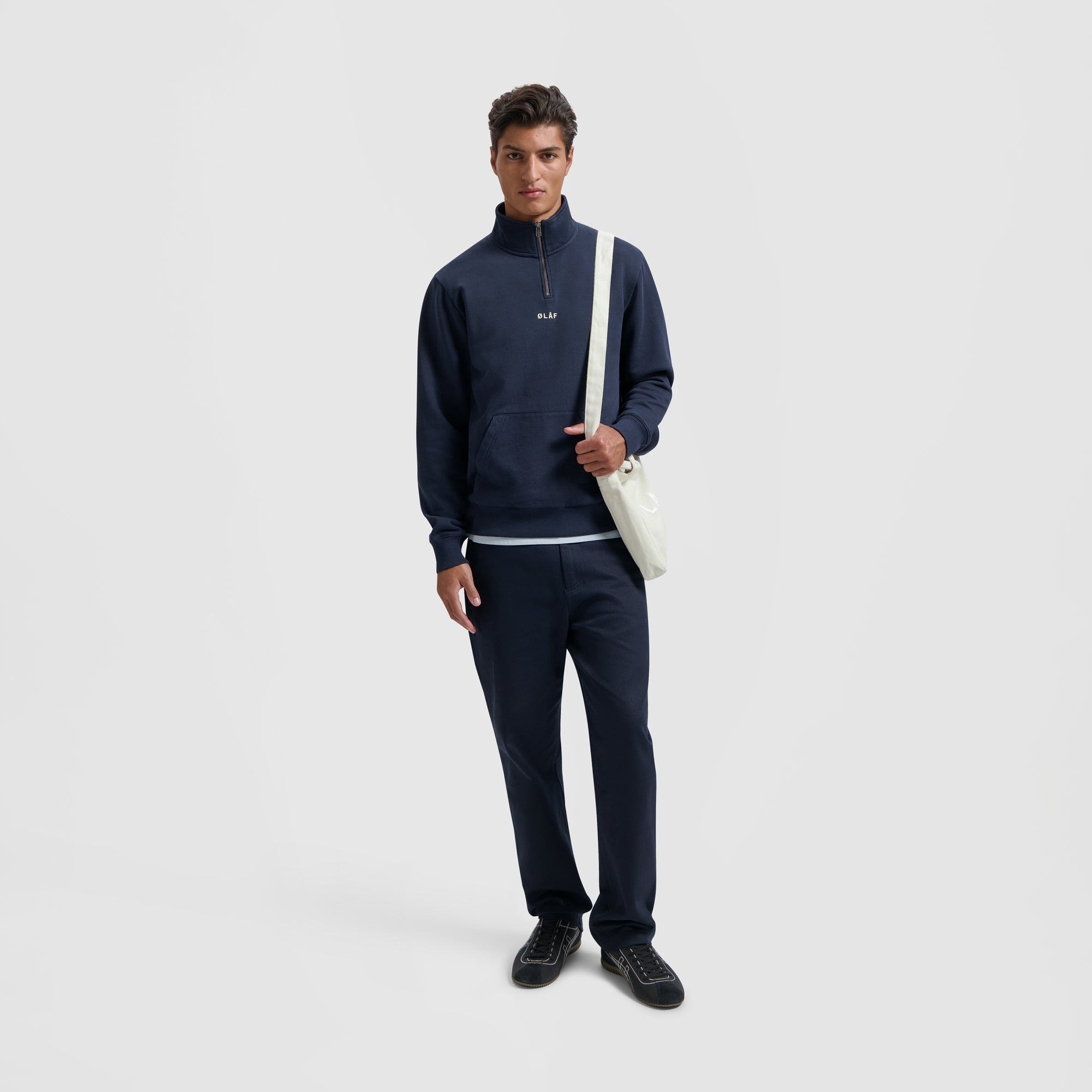 Block Zip Mockneck - Navy