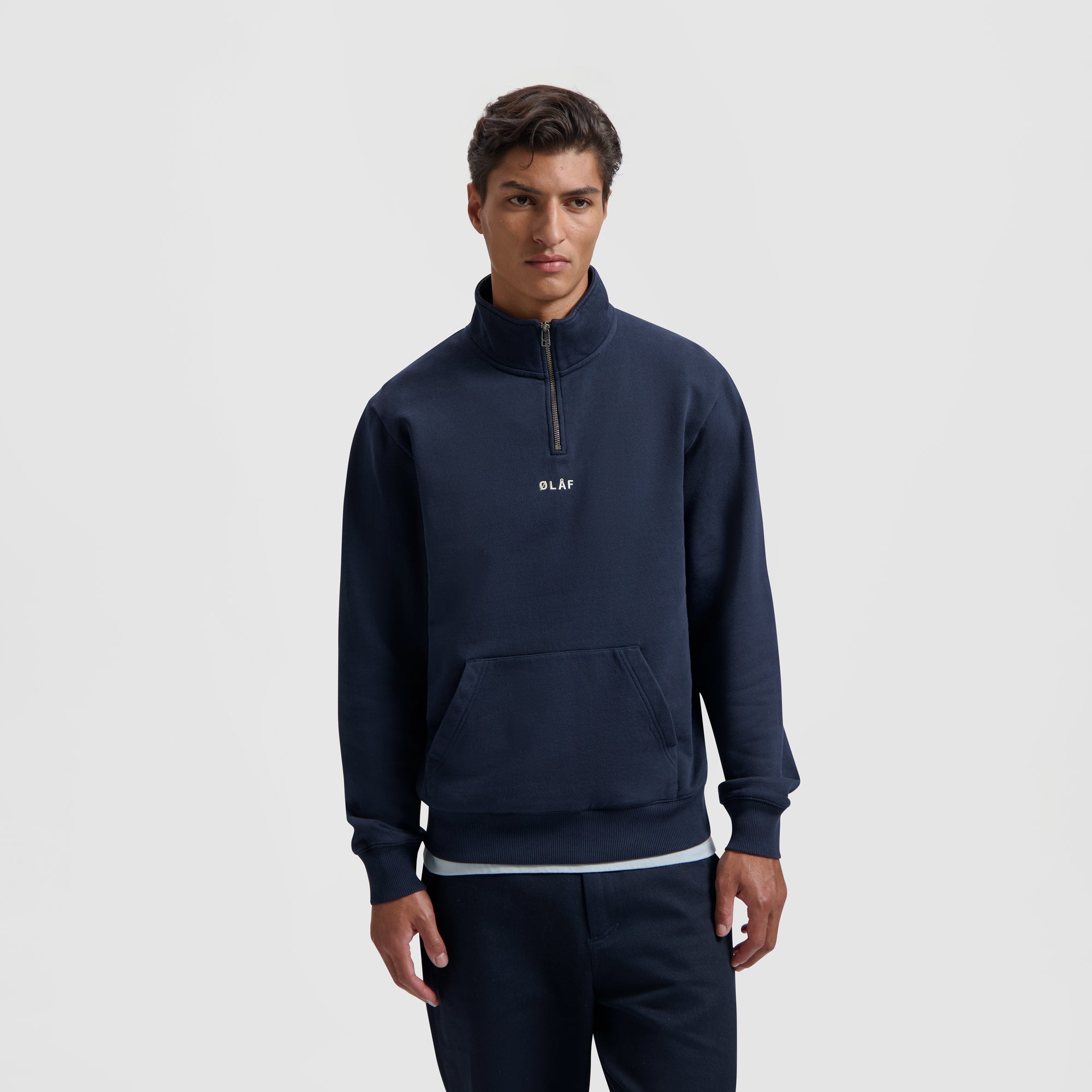 Block Zip Mockneck - Navy