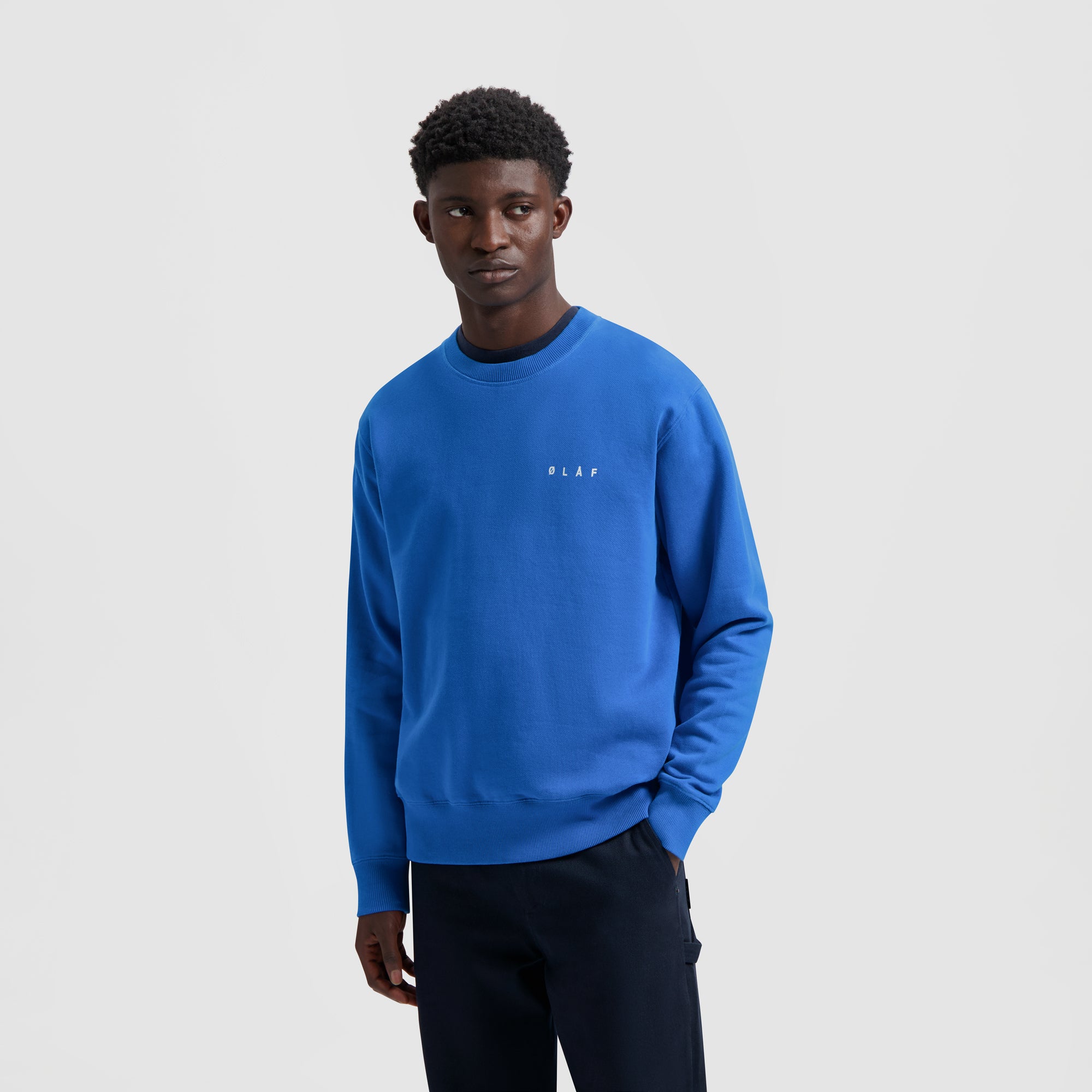 Spiral Face Crewneck - Bright Blue