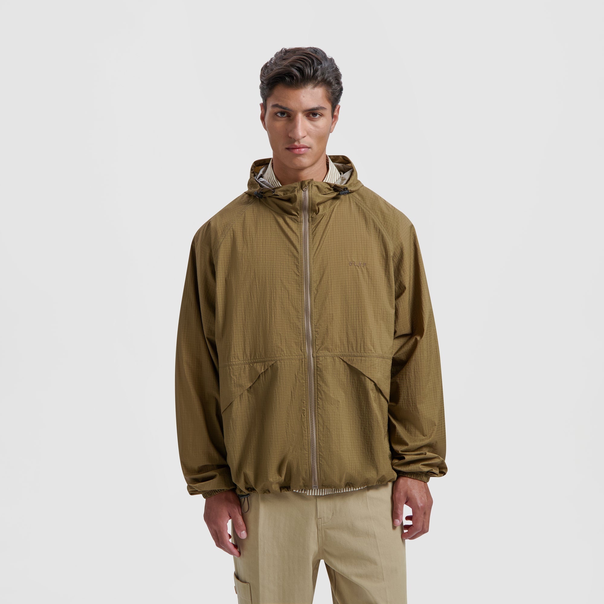 Hooded Windbreaker - Moss Brown