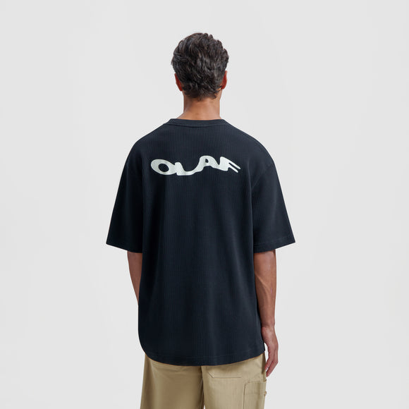 Wavy Drift Waffle Tee - Black