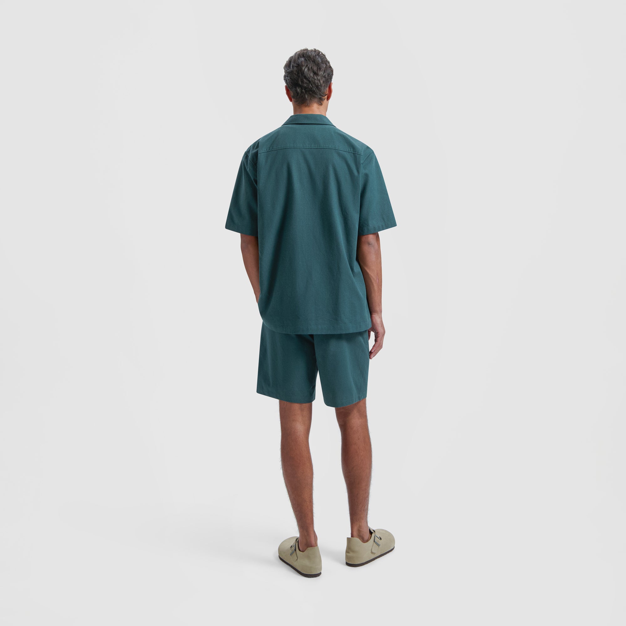 Linen Camp SS Shirt - Dark Green