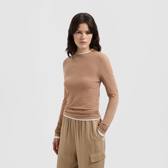 Retro Logo Double Layer LS Top - Cinnamon Brown