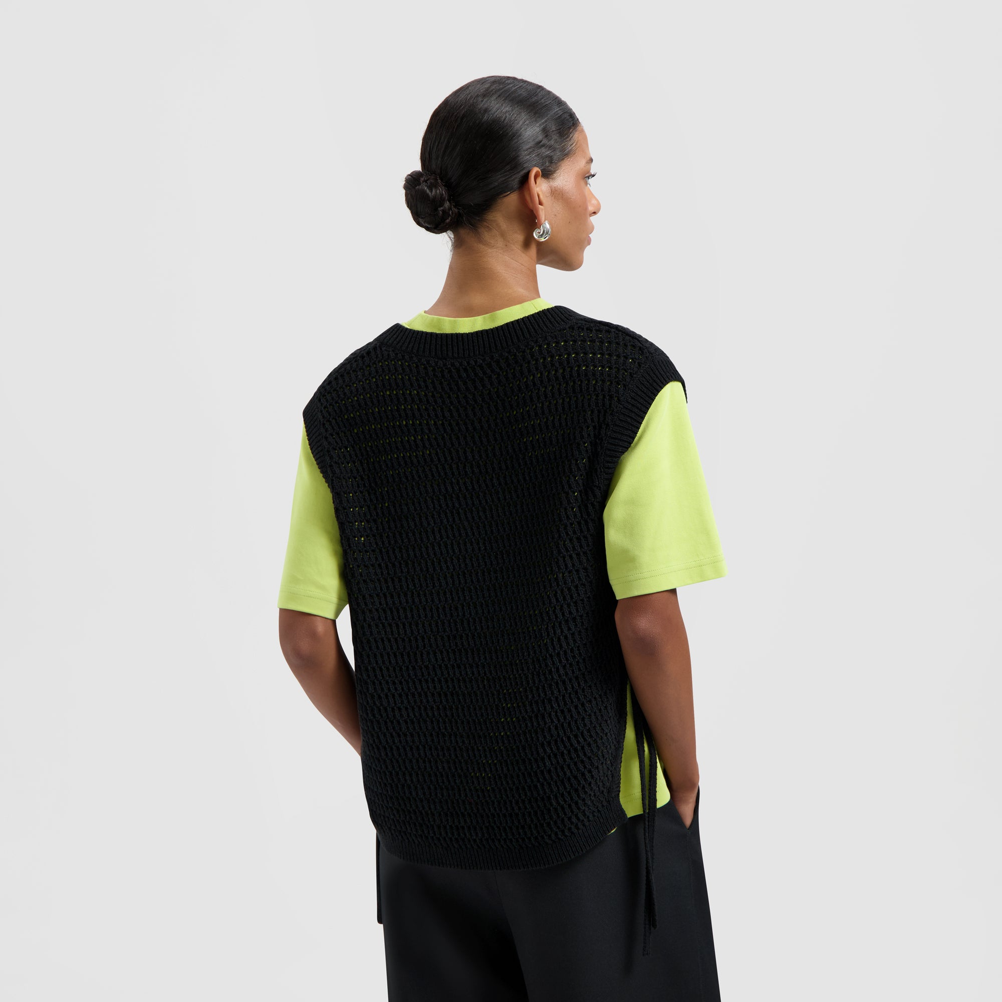 Open Knit Vest - Black