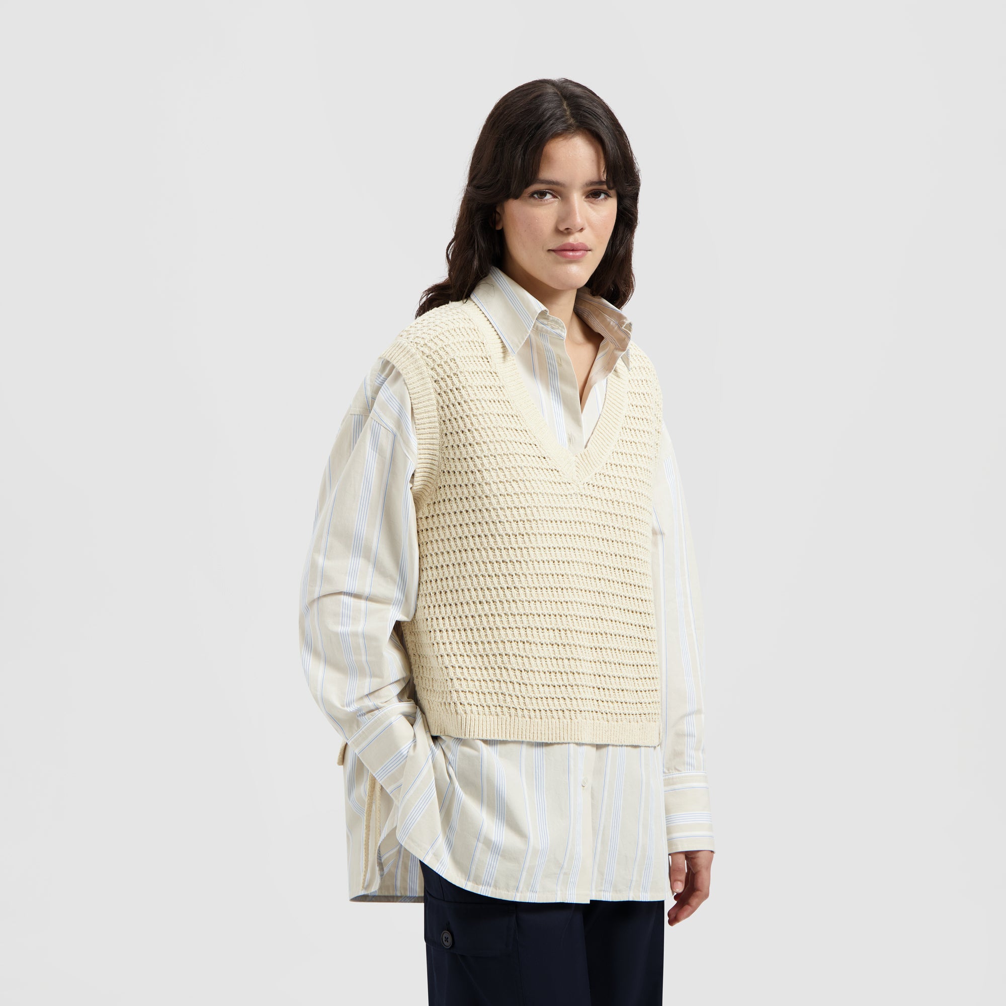 Open Knit Vest - Off White