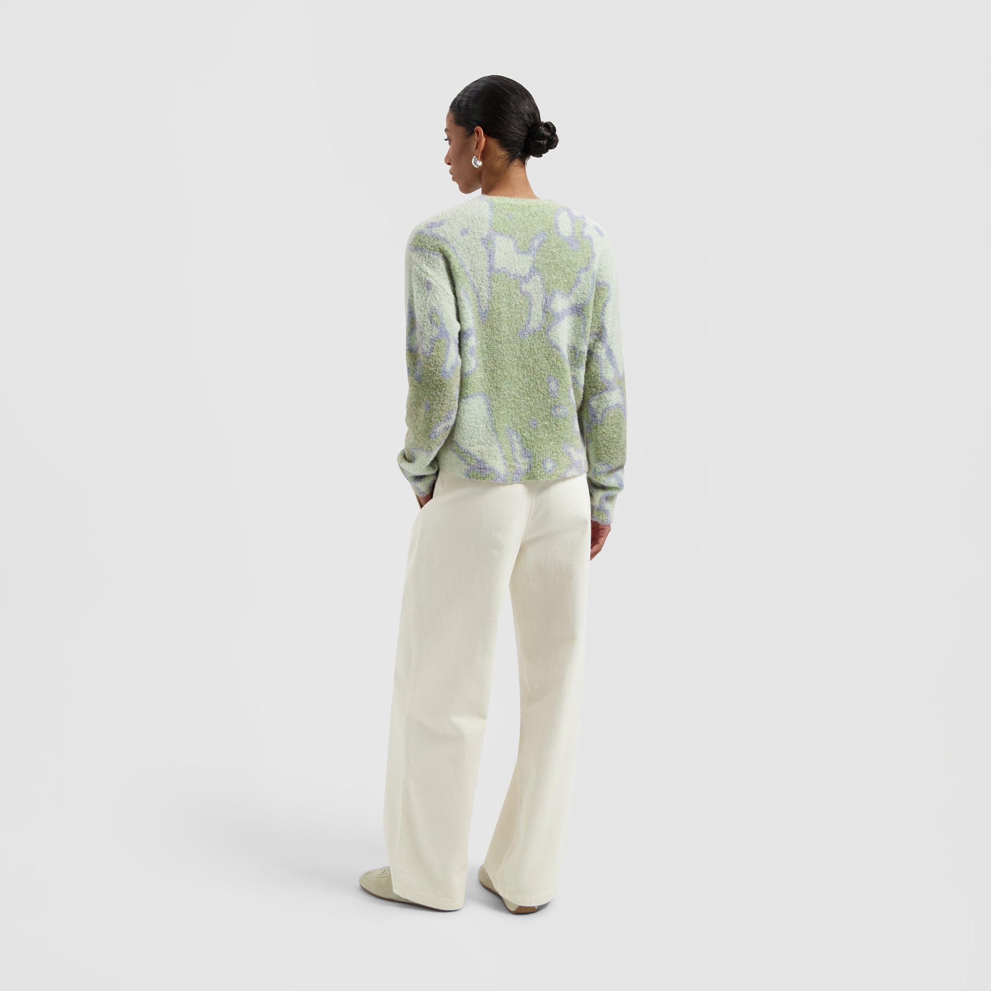 Abstract Dandelion Knit Sweater - Pale Green