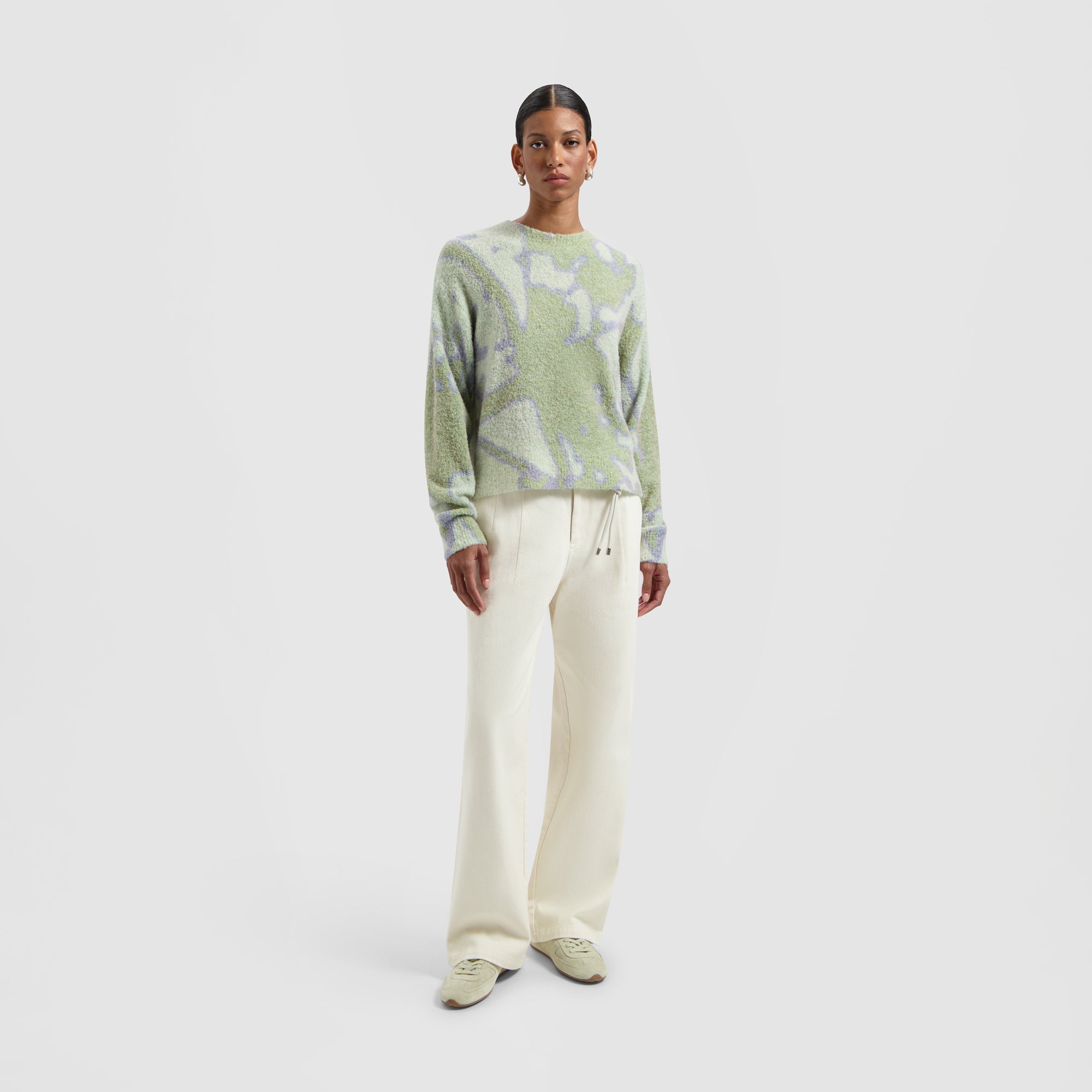 Abstract Dandelion Knit Sweater - Pale Green