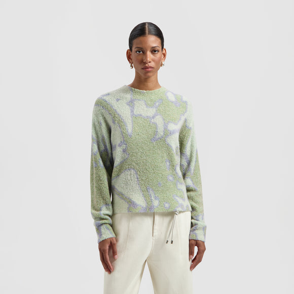 Abstract Dandelion Knit Sweater - Pale Green