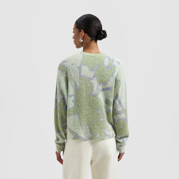 Abstract Dandelion Knit Sweater - Pale Green