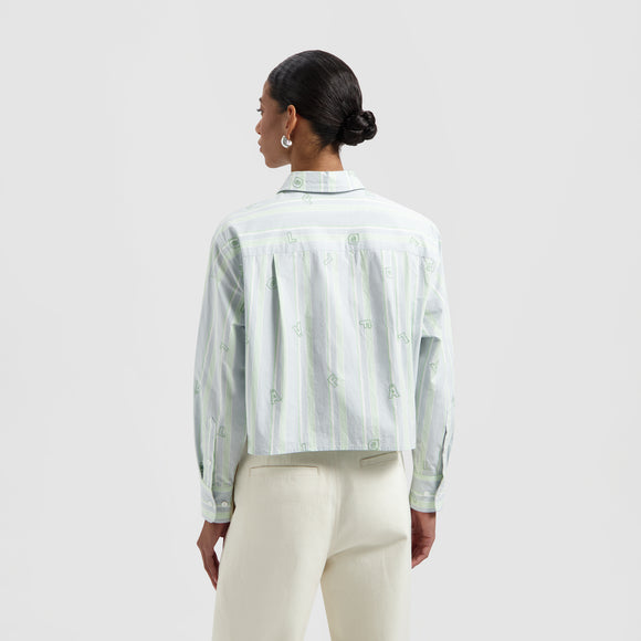 Embro Stripe Cropped Shirt - Green / Blue