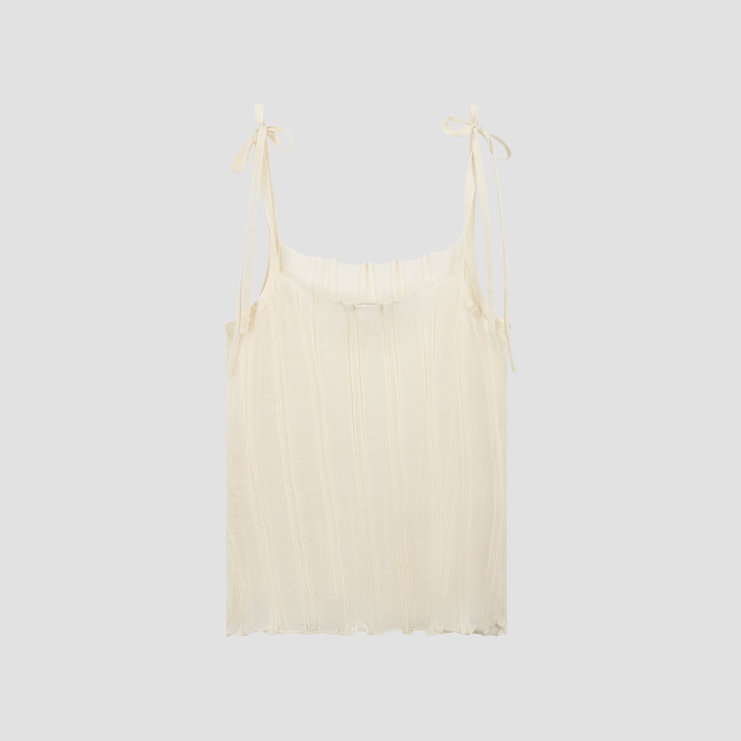 WMN Knitted Tie Tank Top - Off White