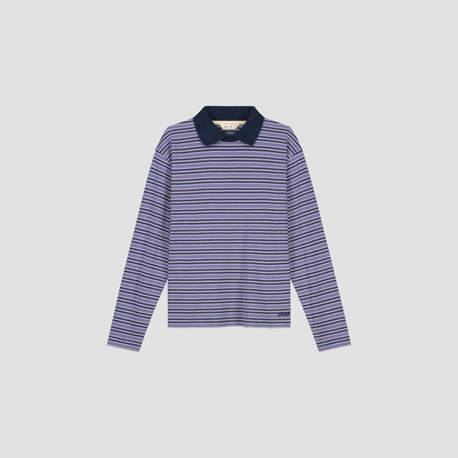 Stripe LS Polo - Hazy Blue