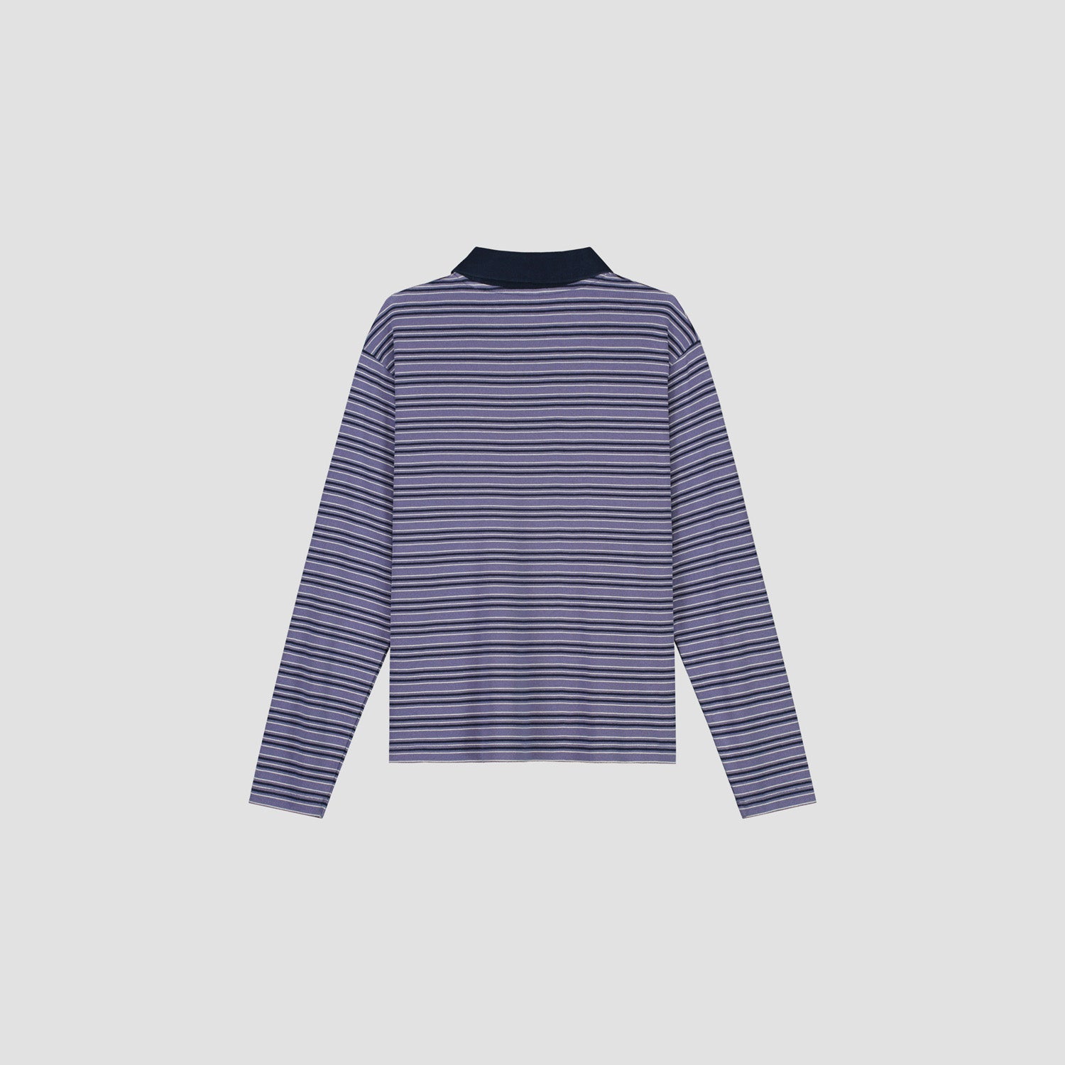 Stripe LS Polo - Hazy Blue