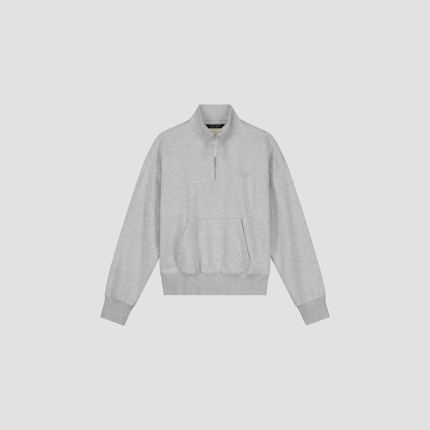 Retro Zip Mock Neck - Heather Grey