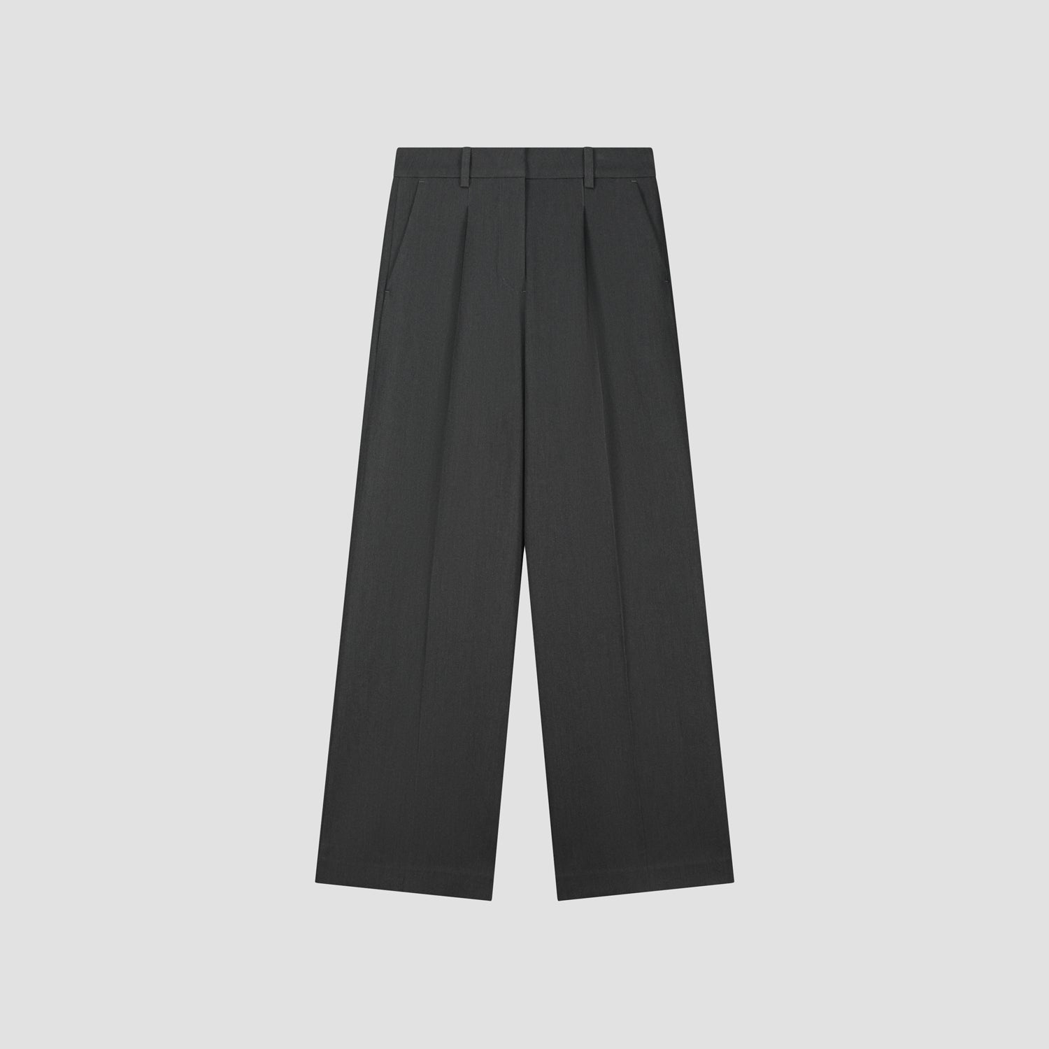 Tailored Wide Leg Pants - Dark Heather Grey