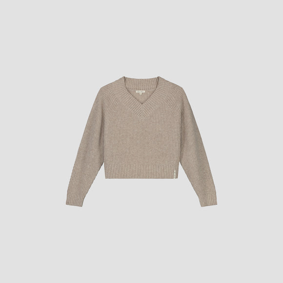 Merino V-Neck Knit - Oatmeal