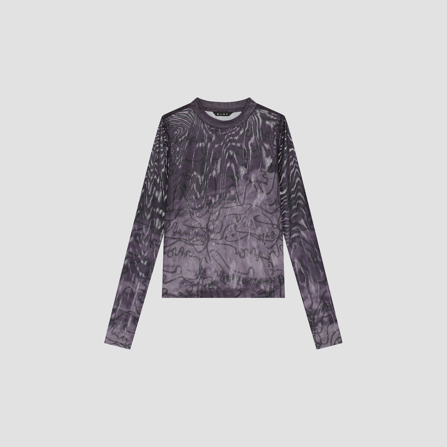 Script AOP Mesh LS Top - Deep Plum