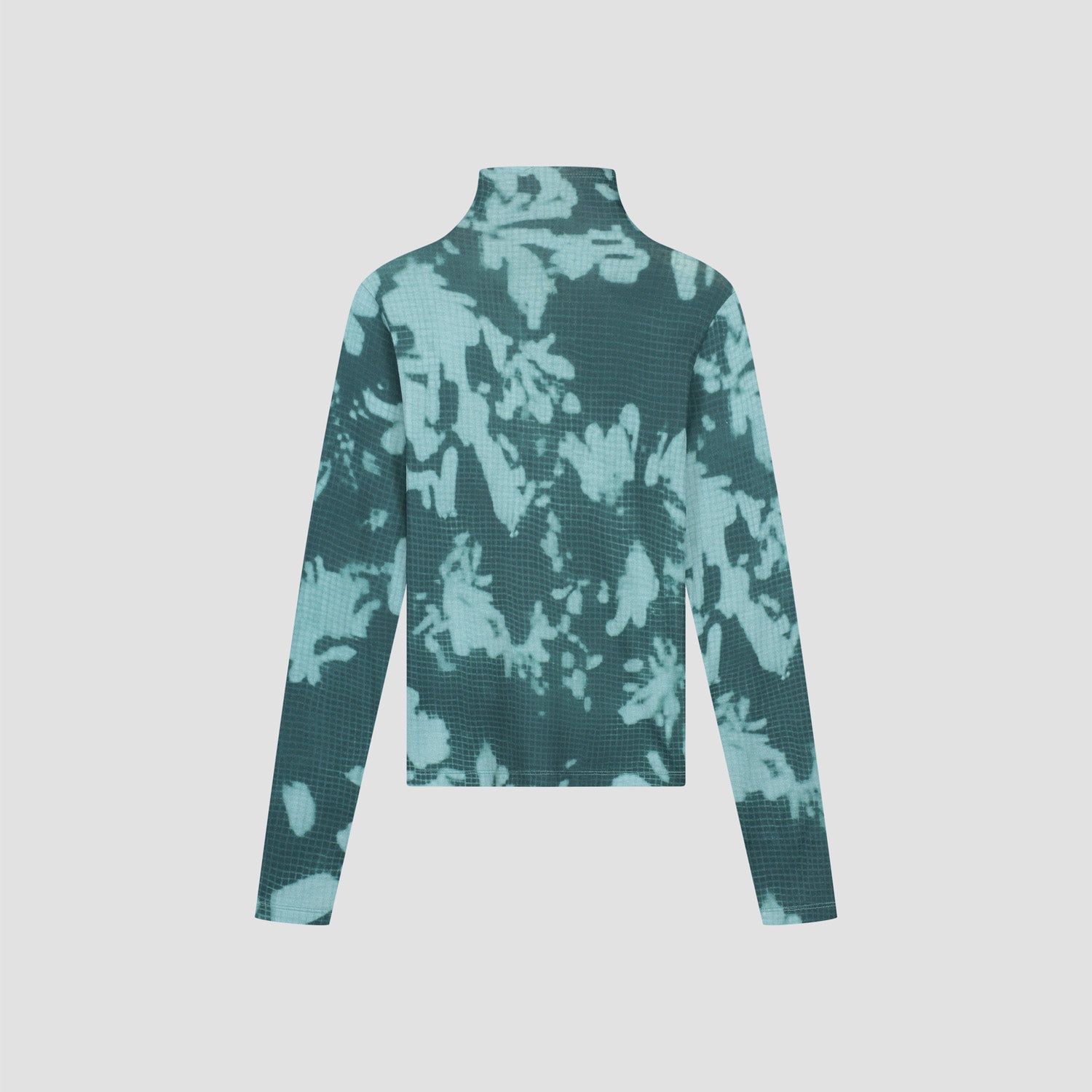 Floral Mockneck LS Top - Dark Teal Blue