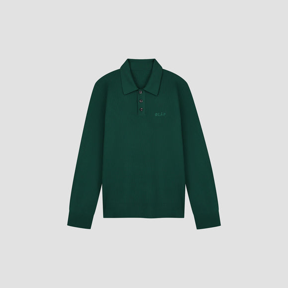 Lightweight Knitted Polo - Forest Green